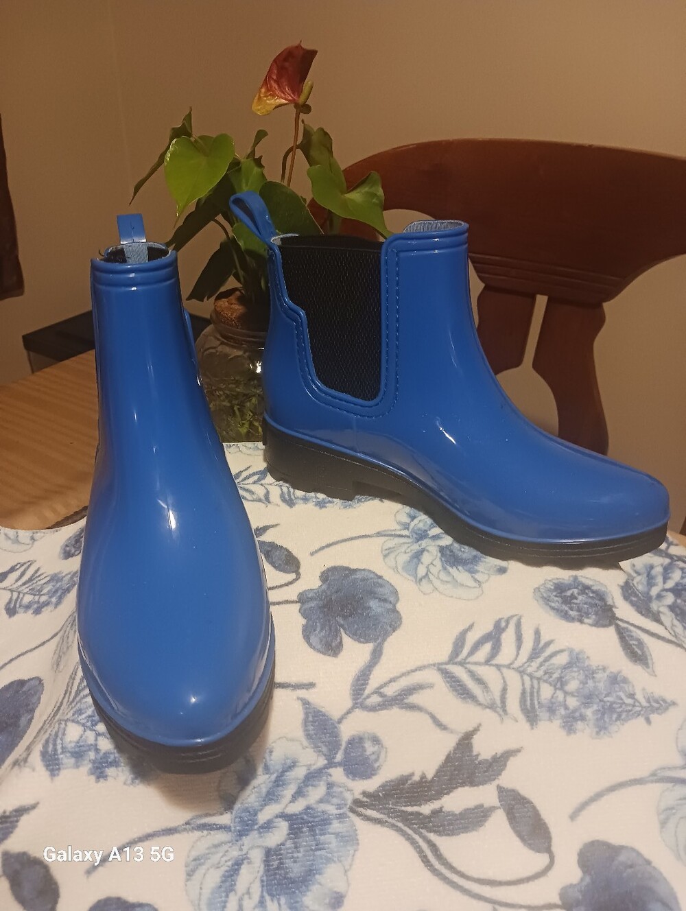 Glossy Blue Rain Boots
